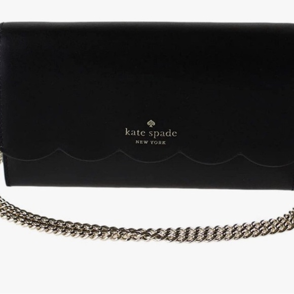 ♠️NWT Kate Spade Gemma Scalloped Smooth Leather Gemma Crossbody Bag, Color Black - Picture 10 of 11